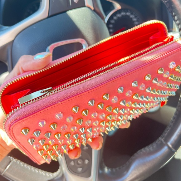Christian Louboutin Pink Studded Wallet - Picture 11 of 11